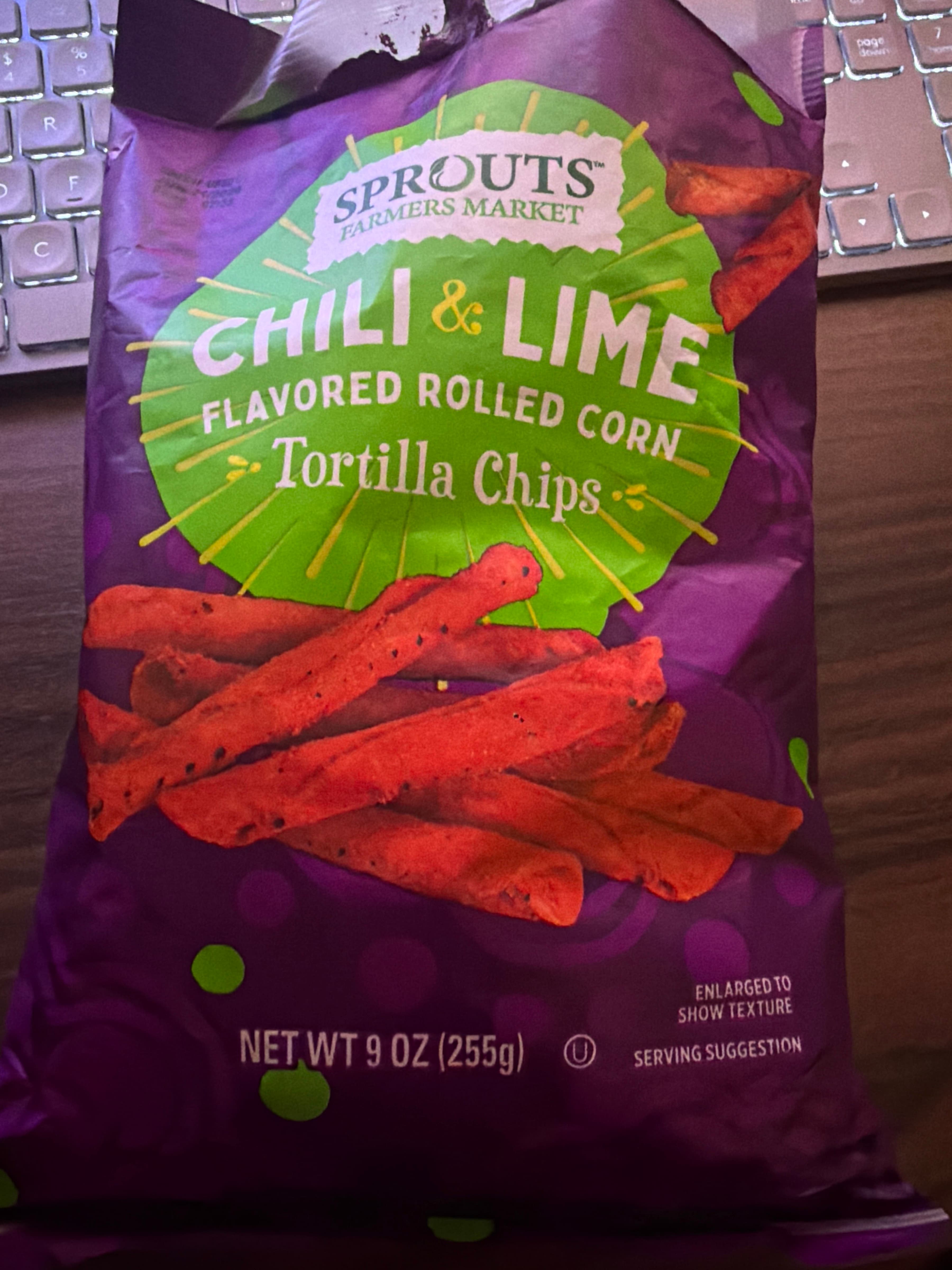 SPROUTS FARMERS MARKET CHILI & LIME Flavored Rolled Corn Tortilla Chips
