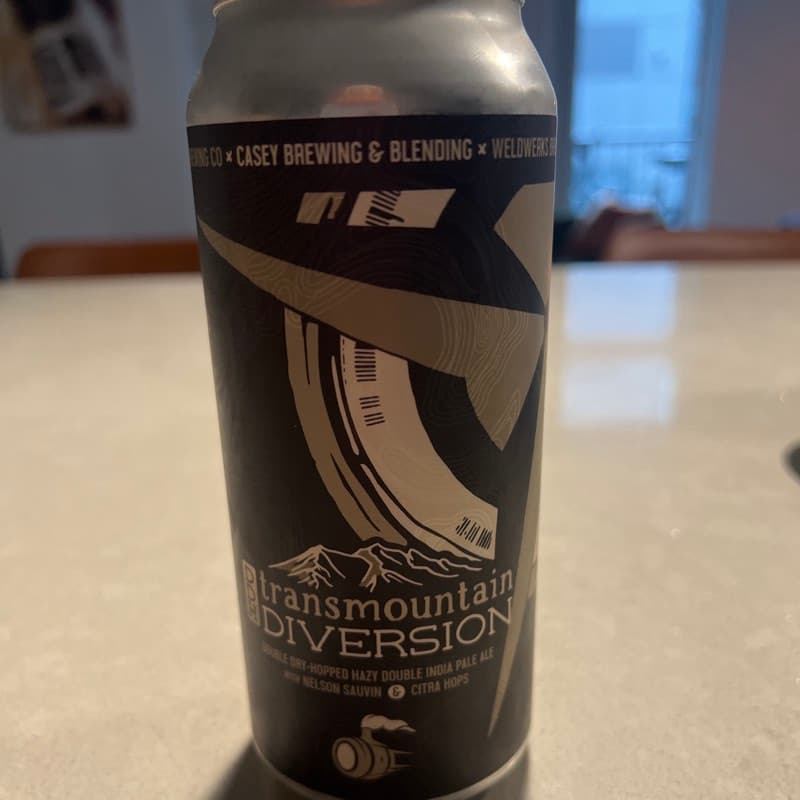 CASEY BREWING & BLENDING transmountain DIVERSION DOUBLE DRY-HOPPED HAZY DOUBLE INDIA PALE ALE with NELSON SAUVIN & CITRA HOPS